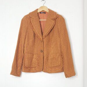 Touché Women's Orange Tweed Fabric Notched Button Details Business Blazer Size 6